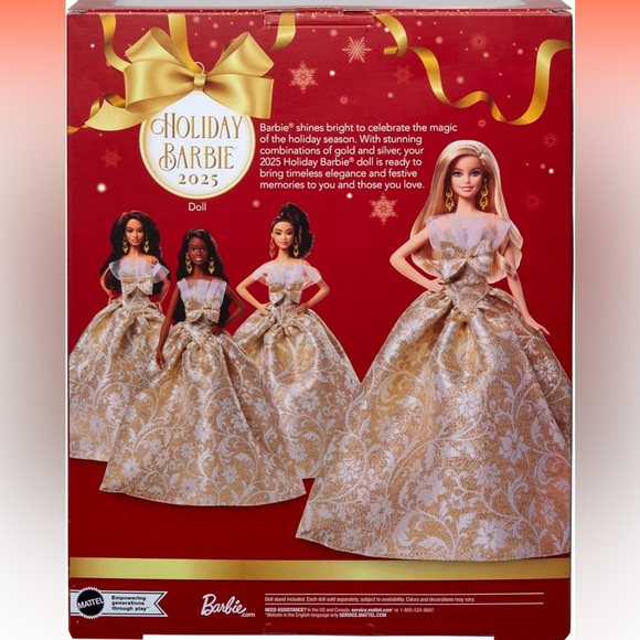 Barbie 2025 Holiday Doll in Gold and Silver - Picture 2 of 7